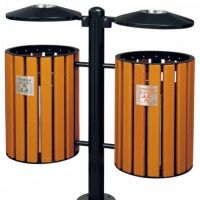 河南天祥 戶外木條圓柱掛桶分類(lèi)環(huán)保垃圾桶（小區(qū)/公園/學(xué)校）